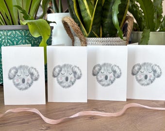 Koala Bear Greeting Cards: Mini A7 Note Cards, Pack of 4