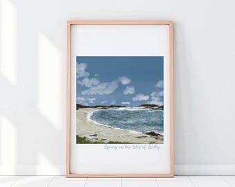 Print of Kayaks at Porthloo Beach, Isles of Scilly artwork A4
