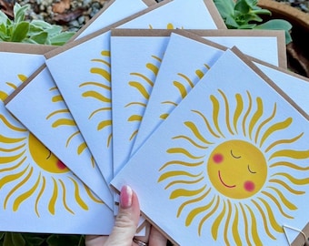 Happy Sun Card Pack - 6 sunshine cards - any occasion cards
