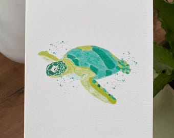 Turtle A7 mini greeting card, for any occasion, sea life inspired card