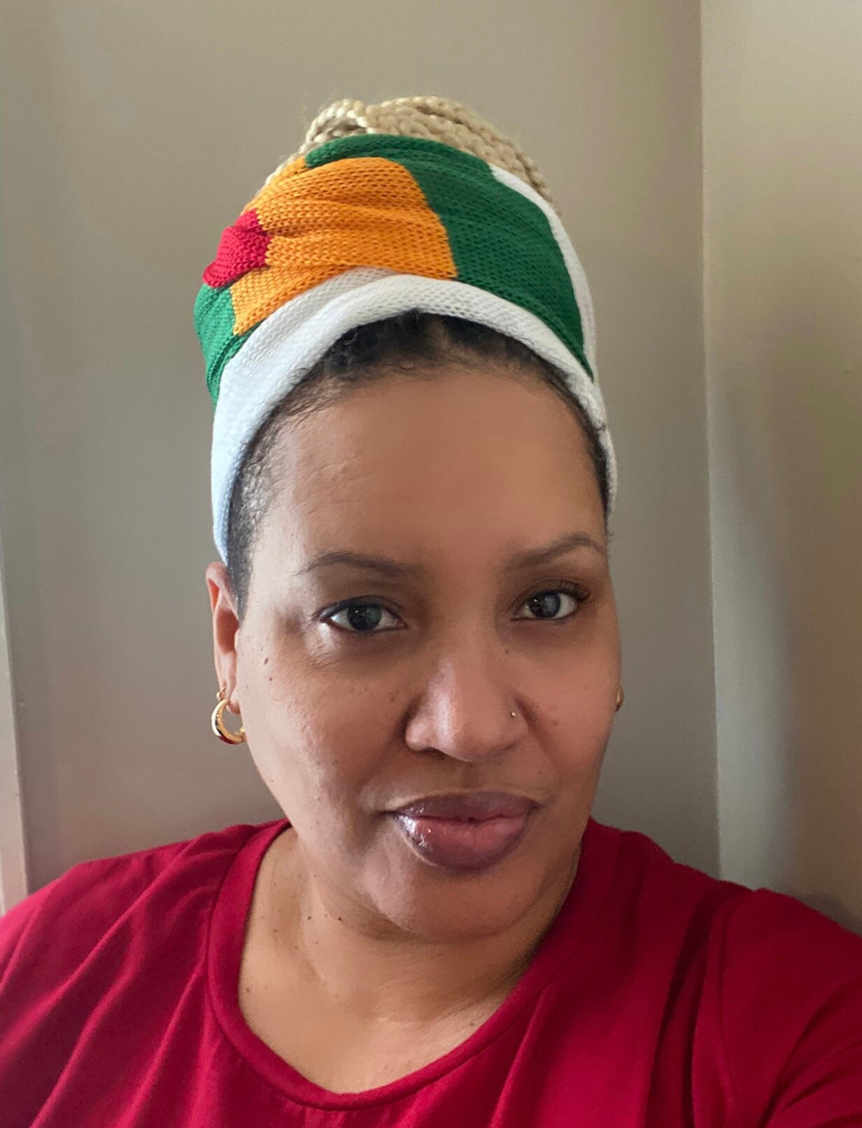 Knitted head wraps with Rasta colors