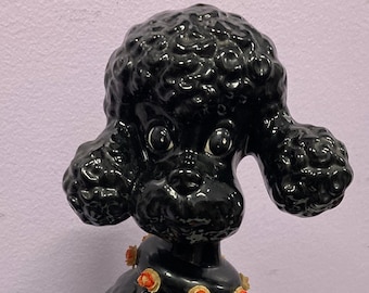 Rosebud, Standard Poodle Figure, Black with Flower Collar