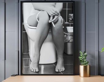 Bathroom Decor Drink Poster Art Print Wall Art Funny Vintage Modern Unique Restroom Toilet Woman Drinking Decoration Feminst Retro 68