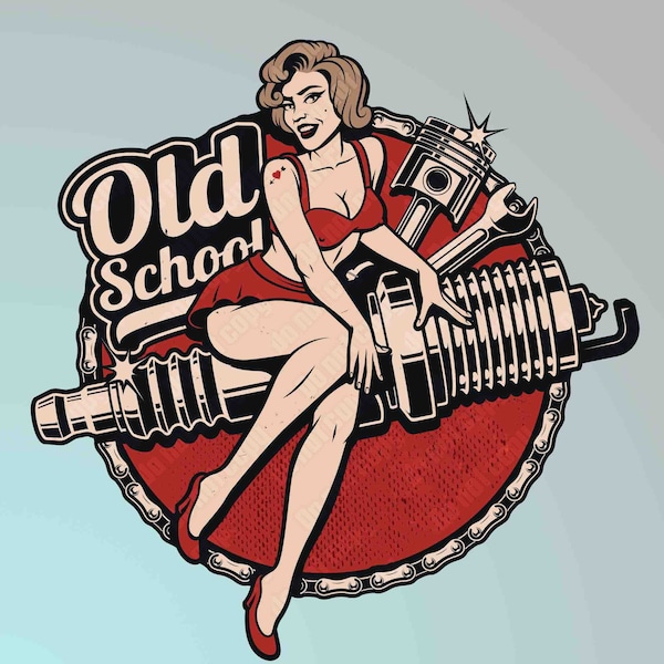 Old School Pinup Girl Vintage Style Vinyl Decal Sticker Racing Race Car Drag Racing Garage Rat Rod Man Cave Beer Fridge