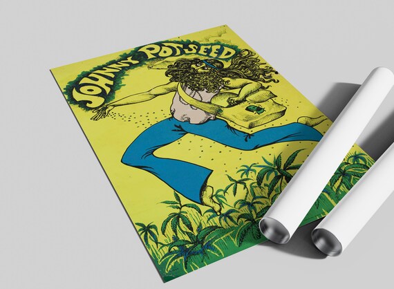 Groovy 70s Vintage Marijuana Poster Johnny Pot Seed Cannabis Art