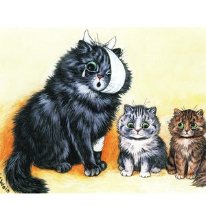 Louis Wain Psychedelic Cat Painting Albert Hofmann Blotter Real Canvas Art  Print