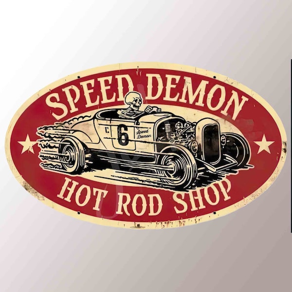 Speed Demon Vintage Style Vinyl Decal Sticker Hot Rod Rat Rod Motorcycle Fink Race car Muscle Car Gas Hippy Retro 70s