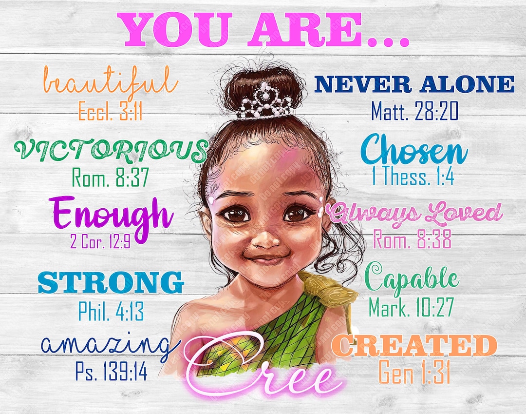 Black, Biracial Girl You Are Beautiful Horizontal Poster Girl Wall Art