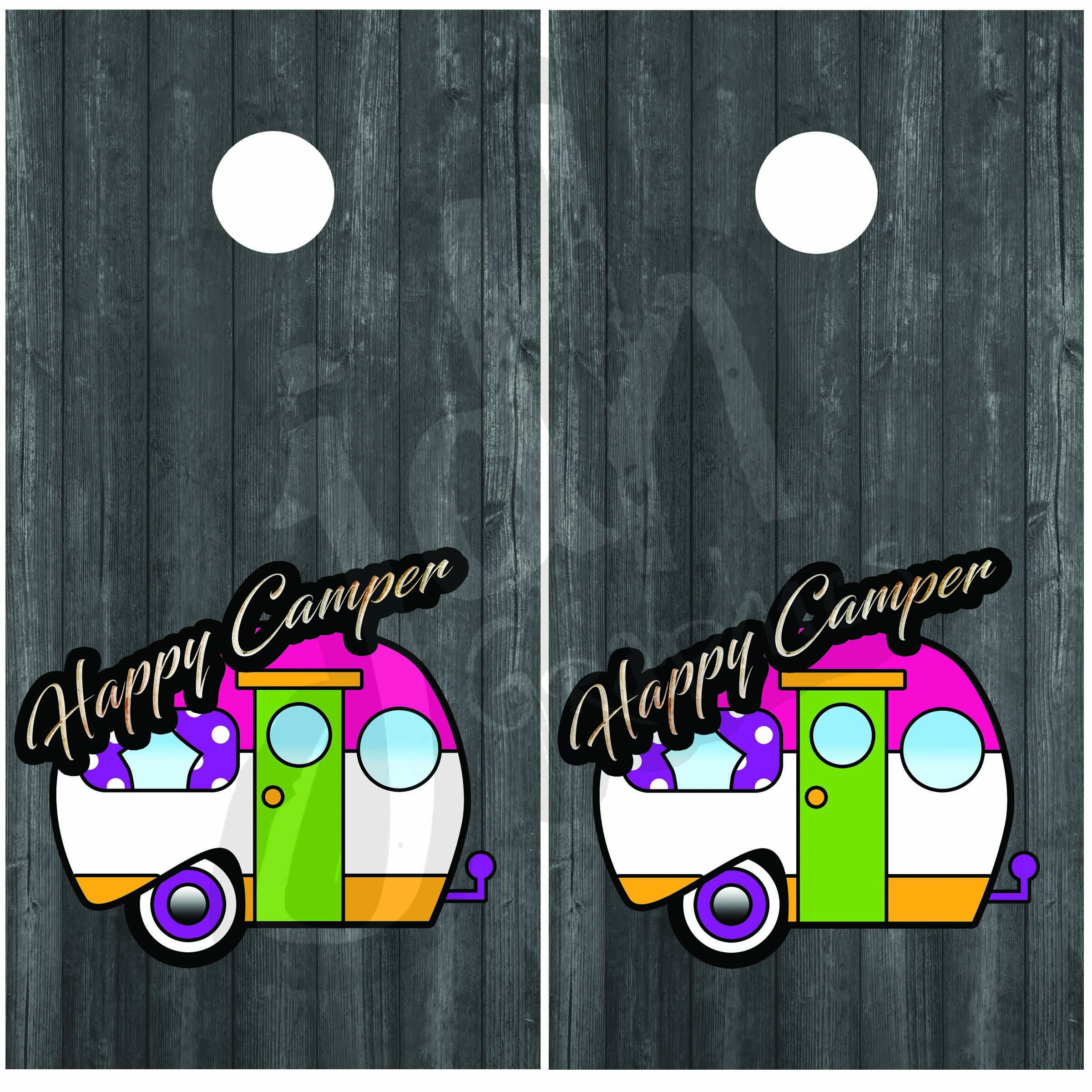 Happy Camper Cornhole Wrap Bag Toss Skin Decal Sticker