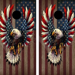 Screaming Eagle Bald Eagle Cornhole Board Wrap Sticker America Patriotic Veteran American Flag Country Pride Police Military Corn Hole Skin