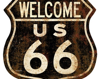 Route 66  Vintage Style Vinyl Decal Sticker Racing Race Car Drag Racing Garage Rat Rod Man Cave Beer Fridge