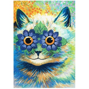 Louis Wain Psychedelic Flower Cat Painting Albert Hoffman Art Print ...