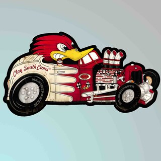 Maglietta Uomo Woody Woodpecker Hot Rod Garage - Rossa 100% Cotone