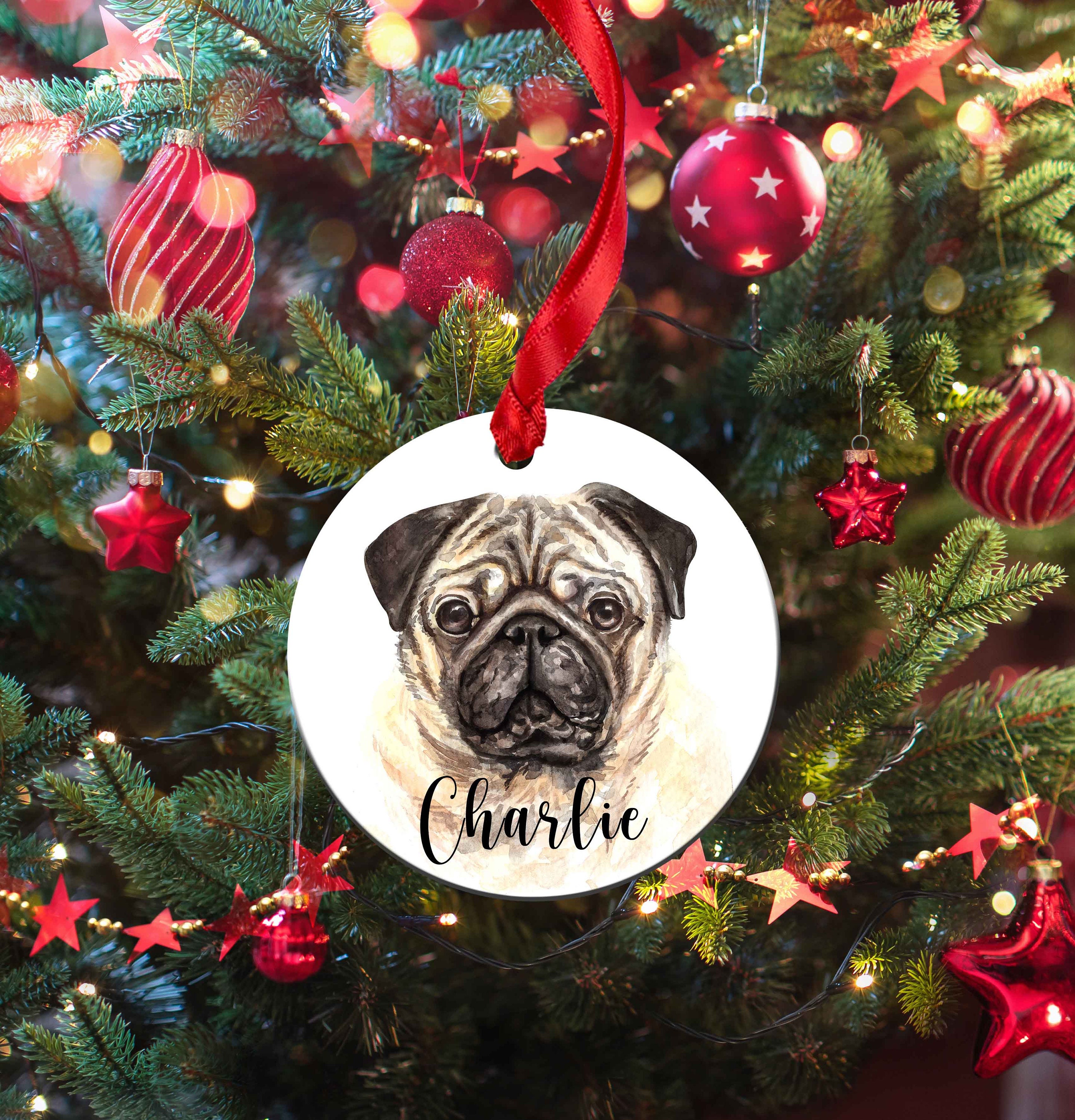 Personalized Pug Christmas Tree Ornament | Etsy