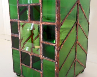 Handmade Stained Glass Candle Holder Box