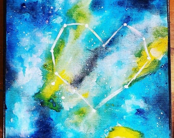 Heart Constellation Acrylic Galaxy Painting