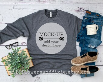 Mock Up Heather Forest Bella Canvas Unisex Sponge Fleece Etsy