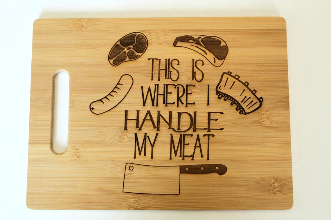 Bamboo Cutting Board Laser Engraved Meat Dirty BBQ Funny Etsy