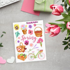 Frühling Florale Pastell Saisonale Sticker - Für Planer, Scrapbooks, Junk Journal, Bullet Journal, Art Journal