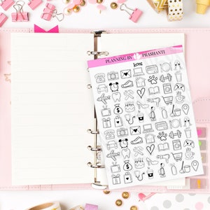 Autocollants de planificateur fonctionnel d&#39;icônes - Bullet Journal, Erin Condren, Happy Planner, Hobonici