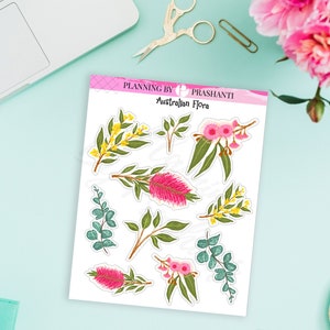 Australian Flora Native Aussie Botanical Plants Flowers Planner Stickers - For Journaling, Bullet Journal, Junk Journal, Scrapbooks