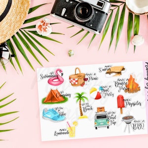 Summer Bucket List Planner Stickers - For Planners, Junk Journals, Bullet Journal, Scrapbooks, Traveler’s Notebook