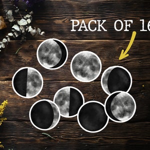 16 Stück Mond Phasen Aufkleber - Journal-Aufkleber, Journal liefert, Schnecke Mail, Sticker, Scrapbook, Sticker Pack, Bullet Journal