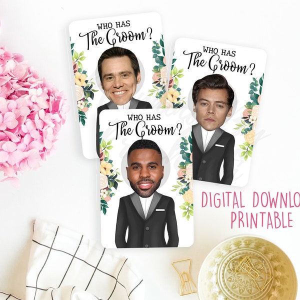 Who Has The Groom? Celebrity Heads Bridal Shower Games, Unique Bachelorette Party, Hen's Party Games - Instant Download Printable