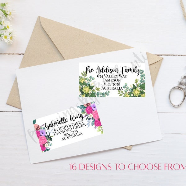 Personalized Return Address Postal Labels Stickers Wedding Labels Invitations - Hand Drawn Designs, WATERPROOF VINYL