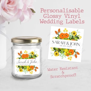 Square Wedding Stickers Labels -  Wedding Favor Stickers, Thank You,  Favours, Personalized - Bridal Shower, Bachelorette, Rustic, Florals