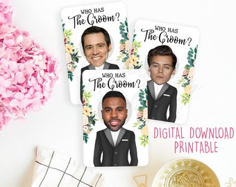 Who Has The Groom? Celebrity Heads Bridal Shower Games, Unique Bachelorette Party, Hen's Party Games - Instant Download Printable