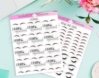 Eyelashes & Eyebrows Planner Stickers - Libby And Lou Sticker Co Decorative Journal Stickers