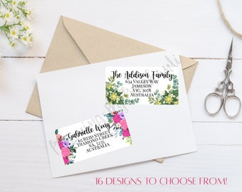 Personalized Return Address Postal Labels Stickers Wedding Labels Invitations - Hand Drawn Designs, WATERPROOF VINYL