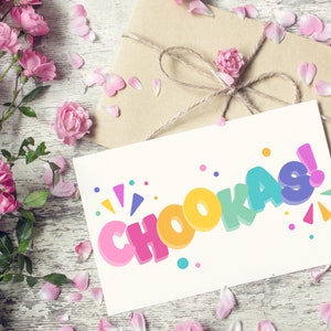 ¡CHOOKAS! - Tarjeta de felicitación, teatro australiano, Break A Leg, tarjetas de buena suerte, actuación, música, teatro, musicales, danza, noche de estreno