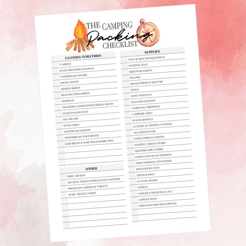 Printable Tenting Packing Record Outside the house Vacation Family vacation Vacation Weekend In direction of Do Record - A4 Printable photograph regarding Camping Food List Printable named Printable Tenting Packing Record Outside Vacation Holiday Vacation Weekend In direction of Do Checklist - A4 Printable