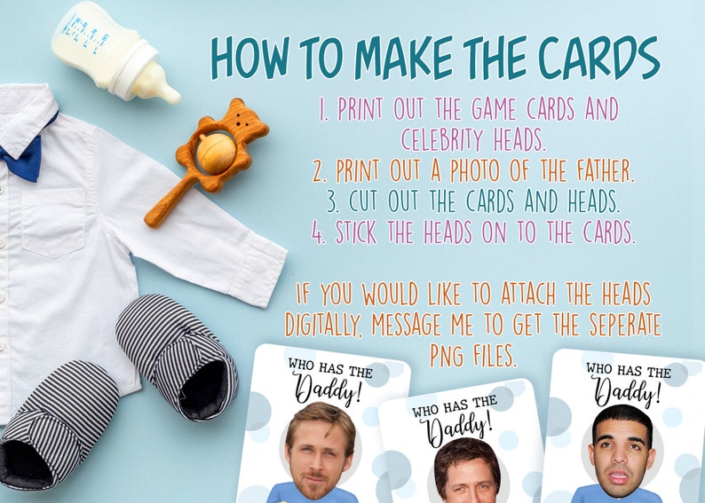 Who Has The Baby Daddy Baby Shower Games, Printable Instant Download, Shower Games, Party Games, Celebrity Heads zdjęcie 4