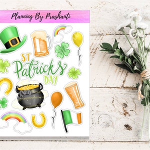 St. Patrick’s Day Irish Gold Rainbow Green Planner Stickers - Pour Erin Condren, Personal Planner, Traveller’s Notebook, Bullet Journal