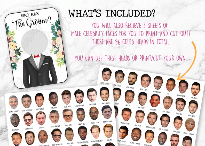 Who Has the Groom Celebrity Heads Bridal Shower Games Unique | Etsy ...