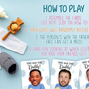 Who Has The Baby Daddy Baby Shower Games, Printable Instant Download, Shower Games, Party Games, Celebrity Heads zdjęcie 2