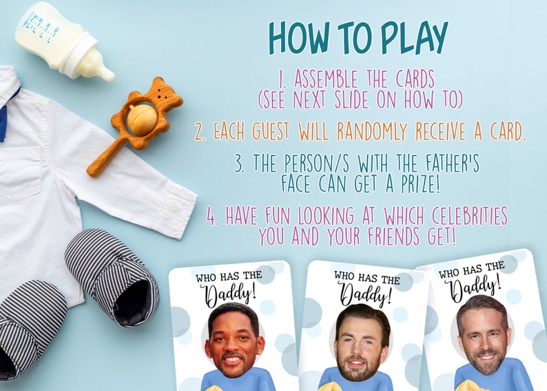 Who Has The Baby Daddy Baby Shower Games, Printable Instant Download, Shower Games, Party Games, Celebrity Heads zdjęcie 2