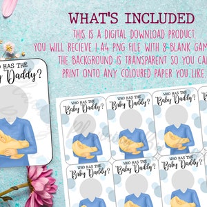 Who Has The Baby Daddy Baby Shower Games, Printable Instant Download, Shower Games, Party Games, Celebrity Heads zdjęcie 5