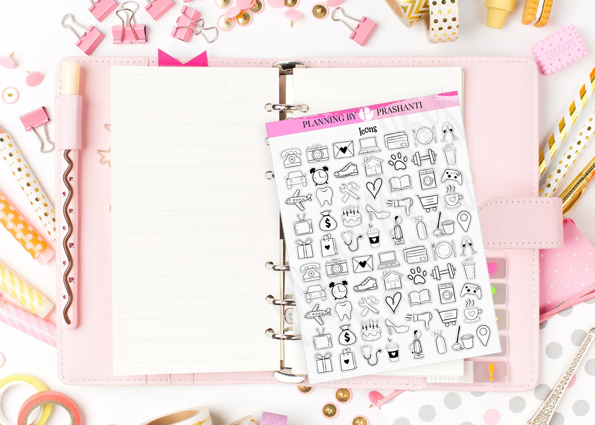 Icons Functional Planner Stickers - Bullet Journal, Erin Condren, Happy ...