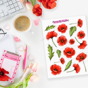 Autocollants de pavot rouge, vétérans, ANZAC, autocollants de planificateur de souvenir - pour les planificateurs, Bullet Journals, Scrapbooks, Junk Journals