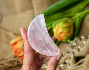 Rose Quartz Crystal Bowl -Moon