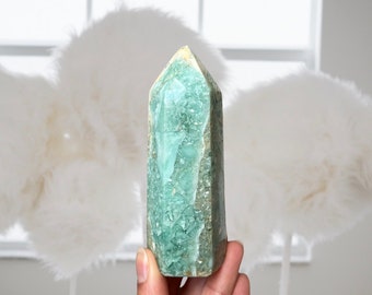 Teal Flower Fluorite Tower