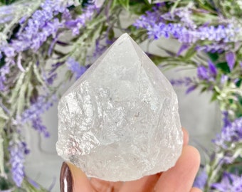 Natural Clear Quartz Point (top polished, cut base)