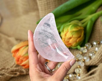Rose Quartz Crystal Bowl -Moon