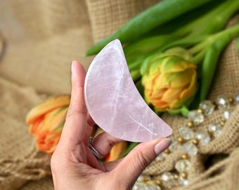 Rose Quartz Crystal Bowl -Moon