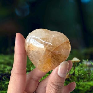 Golden Healer Quartz Heart, Puffy Heart, Golden Healer Heart, Golden Quartz, Crystal Heart, Golden Healer Crystal, Golden Hematoid Quartz
