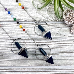 Obsidian Pyramid Point Pendulum, Obsidian Point Pendulum, Black Obsidian Pendulum, Divination, Dowsing, Crystal Pendulum, Obsidian Pendant